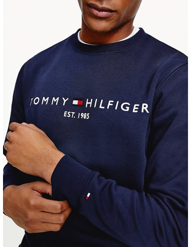 Sweat logo Tommy Hilfiger marine en coton bio JUSQU'A -70%! 