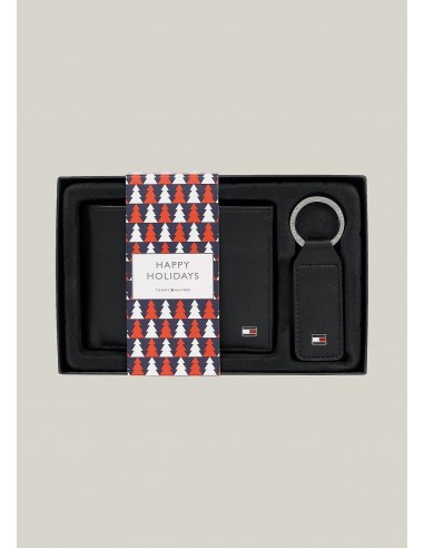 Coffret portefeuille et porte-clés Tommy Hilfiger noir pas chere