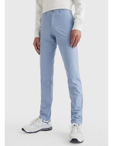 Pantalon chino slim Tommy Hilfiger bleu clair en coton bio stretch soldes