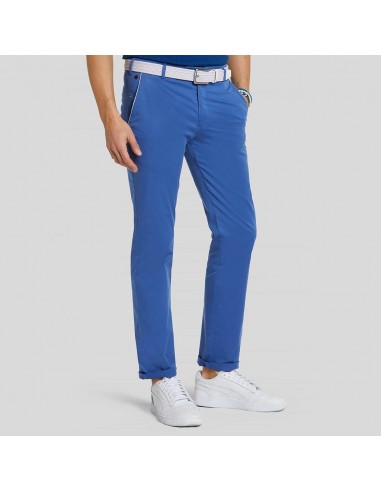 Pantalon chino New York Meyer bleu en twill de coton en stock