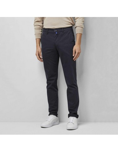 Pantalon chino Meyer marine en twill de coton ou a consommer sur place