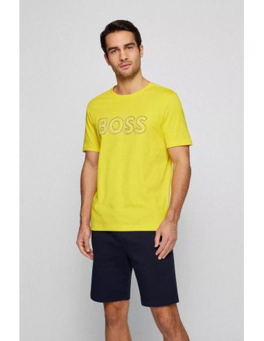 T-Shirt BOSS jaune en coton en linge