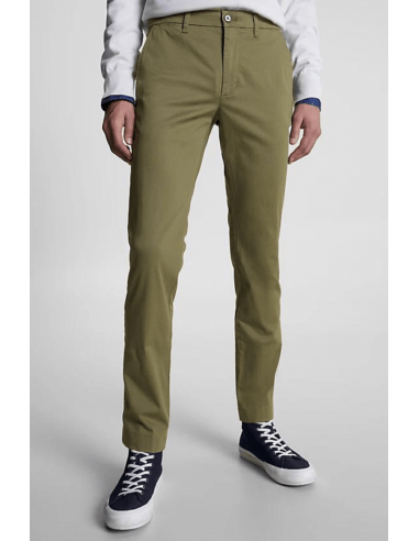 Pantalon chino slim Tommy Hilfiger kaki en coton bio stretch Venez découvrir notre 