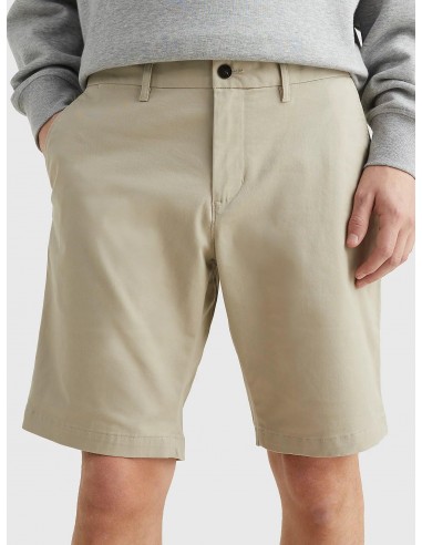 Bermuda Tommy Hilfiger beige en coton bio stretch soldes