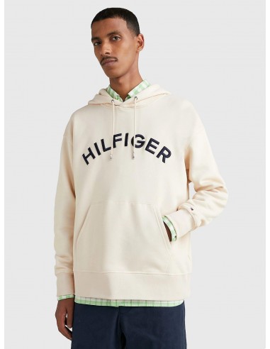 Sweat à capuche logo Tommy Hilfiger beige en coton bio Livraison rapide