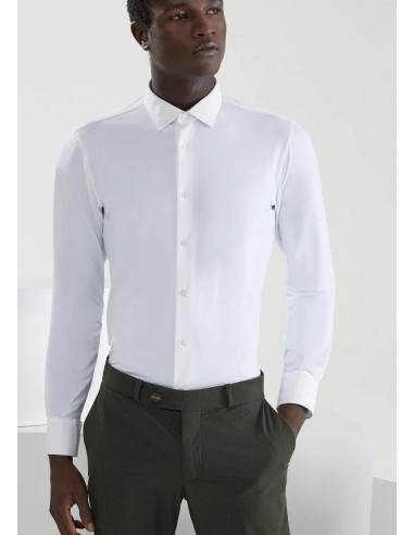 Chemise unie RRD ajustée blanche en coton stretch Voir les baskets