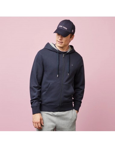 Sweat zippé à capuche Eden Park marine en coton ouvre sa boutique