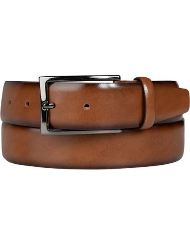 Ceinture boucle simple Lindenmann marron en cuir français