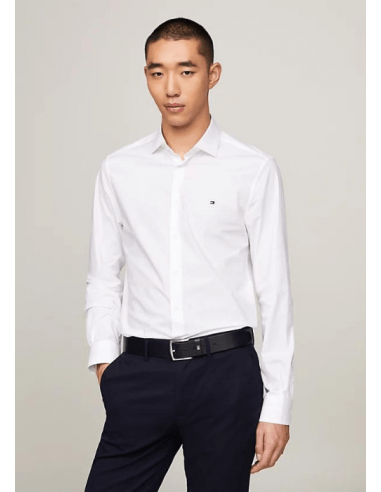 Chemise Tommy Hilfiger blanche brillant des détails fins