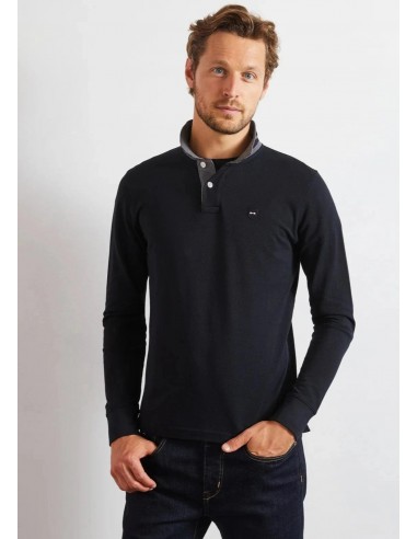 Polo manches longues Eden Park noir soldes