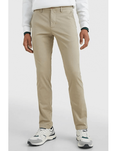 Pantalon chino slim Tommy Hilfiger beige en coton stretch français