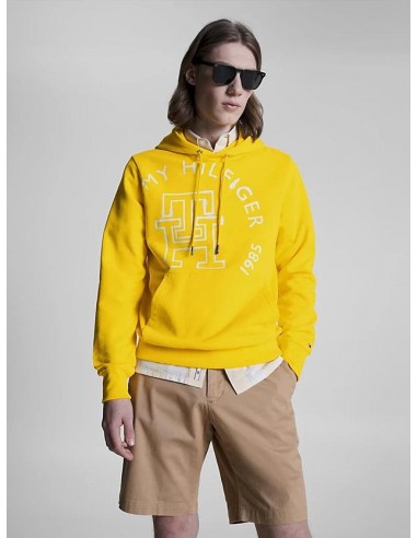 Sweat à capuche monogramme Tommy Hilfiger jaune en coton bio Comment ça marche