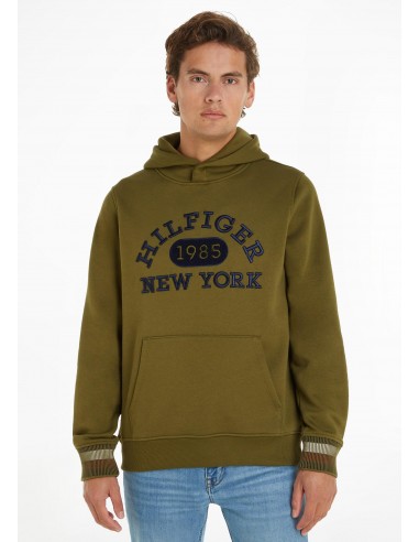 Sweat à capuche logo Tommy Hilfiger vert en coton bio en ligne des produits 