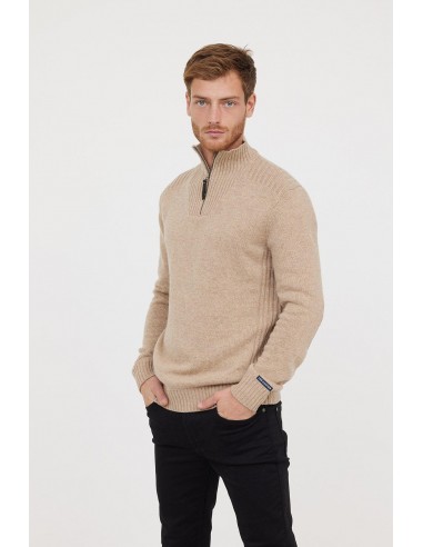 Pull demi zip Lee Cooper beige en laine de la marque