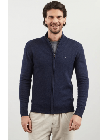 Gilet zippé à col montant Eden Park marine en laine online