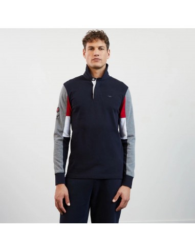 Polo manches longues tricolore Eden Park marine JUSQU'A -70%! 