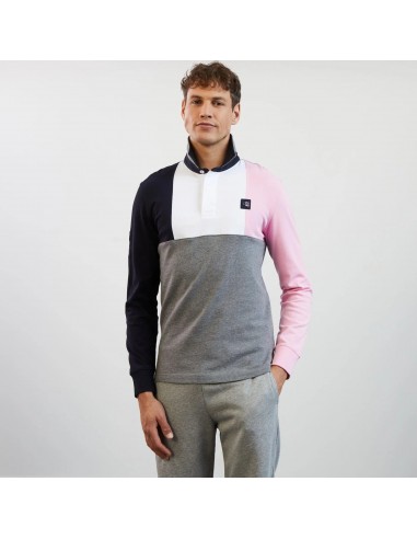 Polo manches longues colorblock Eden Park gris en coton ouvre sa boutique