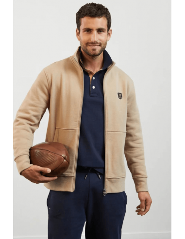 Sweat zippé col montant Eden Park beige Par le système avancé 