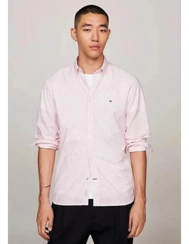 Chemise à imprimés Tommy Hilfiger ajustée rouge en coton bio livraison gratuite