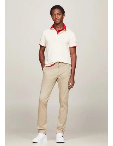 Pantalon chino Tommy Hilfiger beige en coton bio stretch À commander