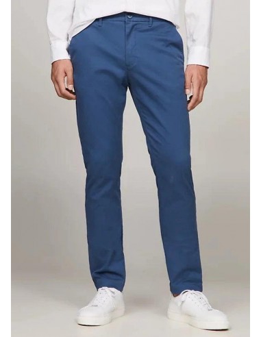 Pantalon chino slim Tommy Hilfiger bleu coton bio stretch outlet