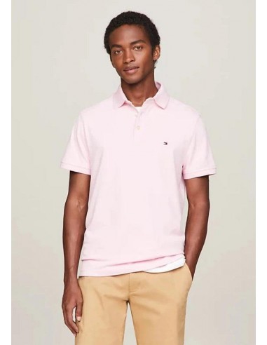 Polo Tommy Hilfiger ajusté rose en coton bio stretch commande en ligne