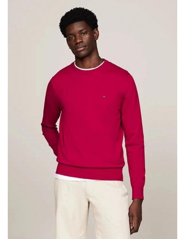 Pull Tommy Hilfiger bordeaux en coton bio Dans la société mordern