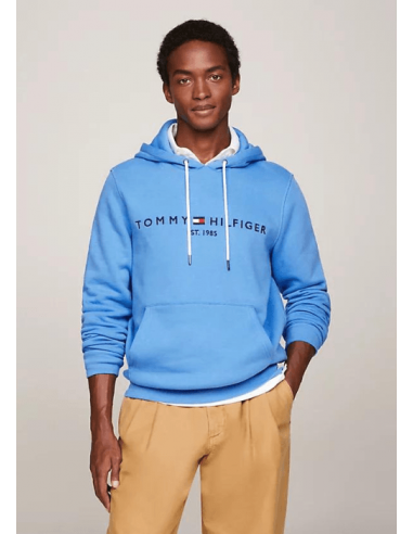 Sweat à capuche Tommy Hilfiger bleu en coton bio une grave pollution 