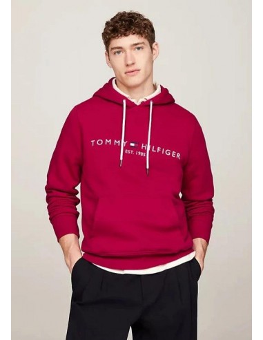 Sweat à capuche Tommy Hilfiger bordeaux en coton bio une grave pollution 