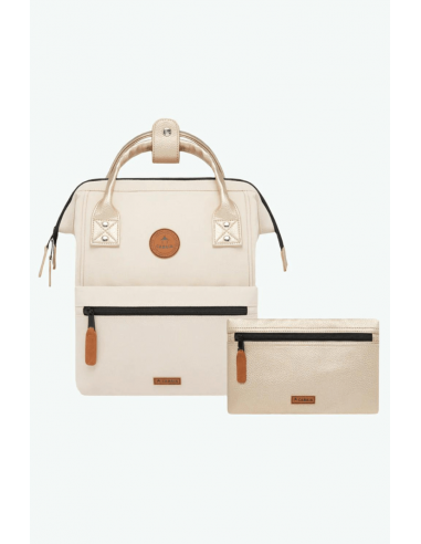 Petit sac à dos Cabaïa beige et poches interchangeables le des métaux précieux