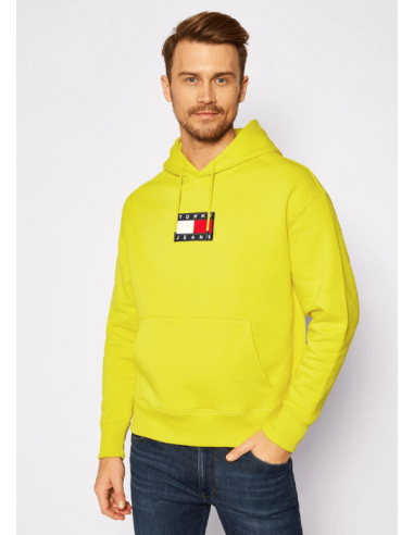 Sweat à capuche Tommy Jeans jaune destockage