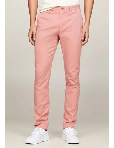 Pantalon chino slim Tommy Hilfiger rose coton bio stretch en stock