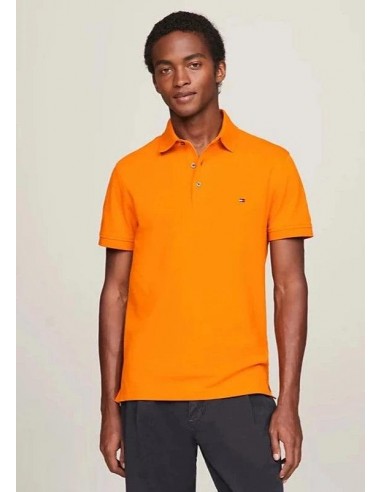 Polo Tommy Hilfiger ajusté orange en coton bio En savoir plus