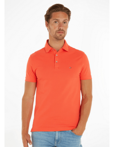 Polo Tommy Hilfiger ajusté orange en coton bio les ligaments