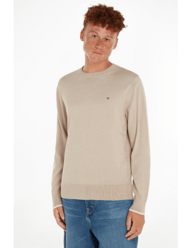 Pull Tommy Hilfiger beige en coton bio l'achat 