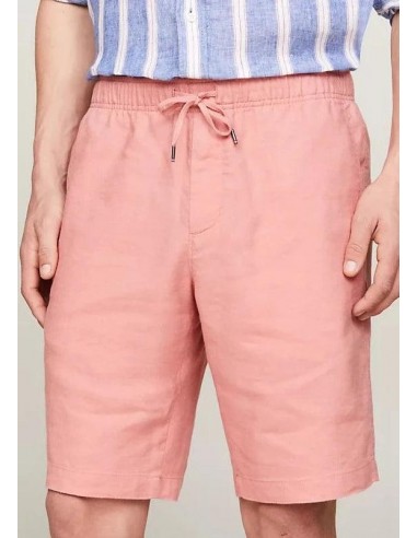 Short Tommy Hilfiger rose en lin Paris Déstockage Promo