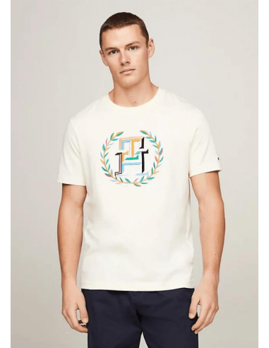 T-Shirt logo Tommy Hilfiger beige des créatures d'habitude