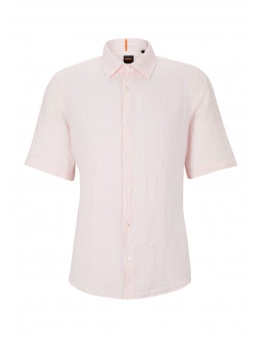 Chemise BOSS rose en lin destockage