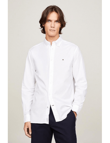 Chemise Tommy Hilfiger blanche brillant des détails fins