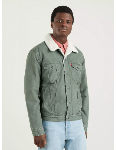 Veste fourrée Sherpa Levi's® verte en jean Par le système avancé 